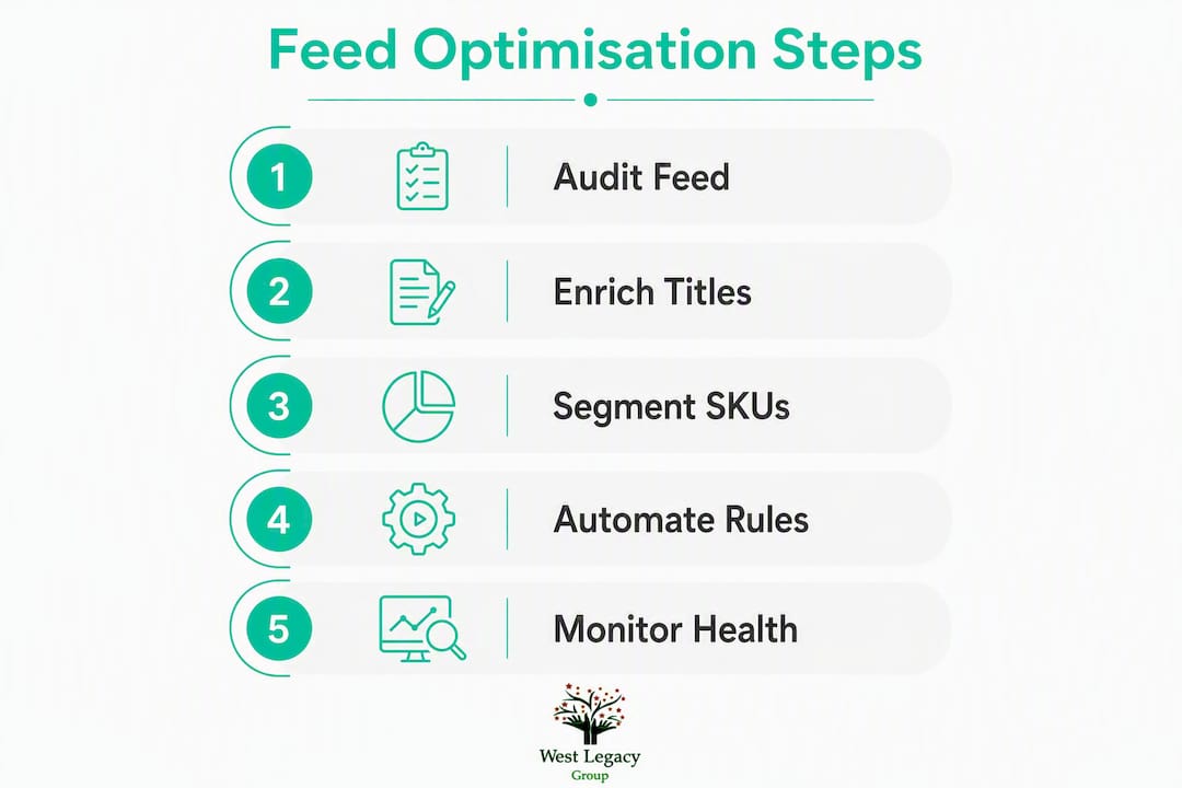 Infographic showing product feed optimisation steps