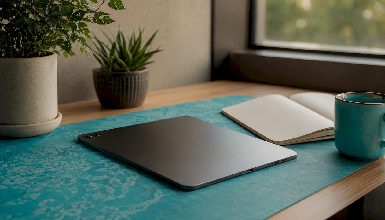 1786507652632_Modern-office-desk-with-tablet-and-coffee-cup Modern office desk with tablet and coffee cup