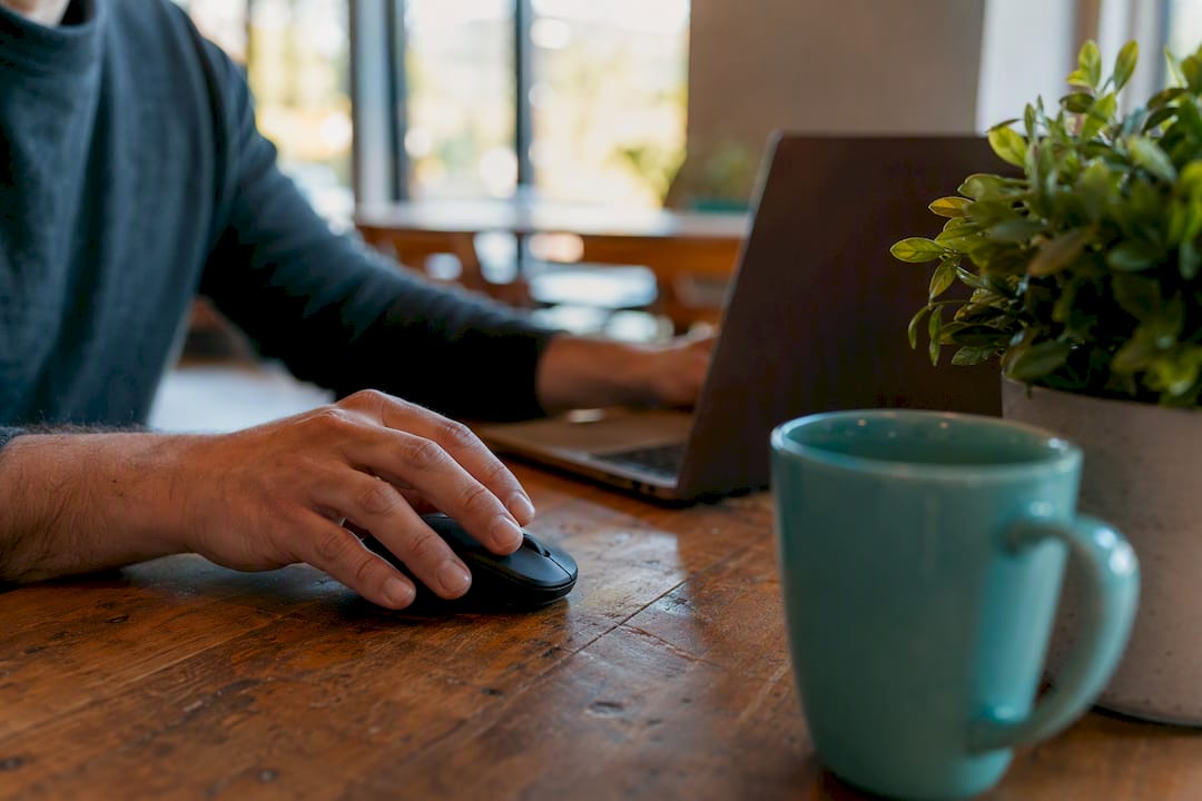 Hands using mouse for ecommerce site audit