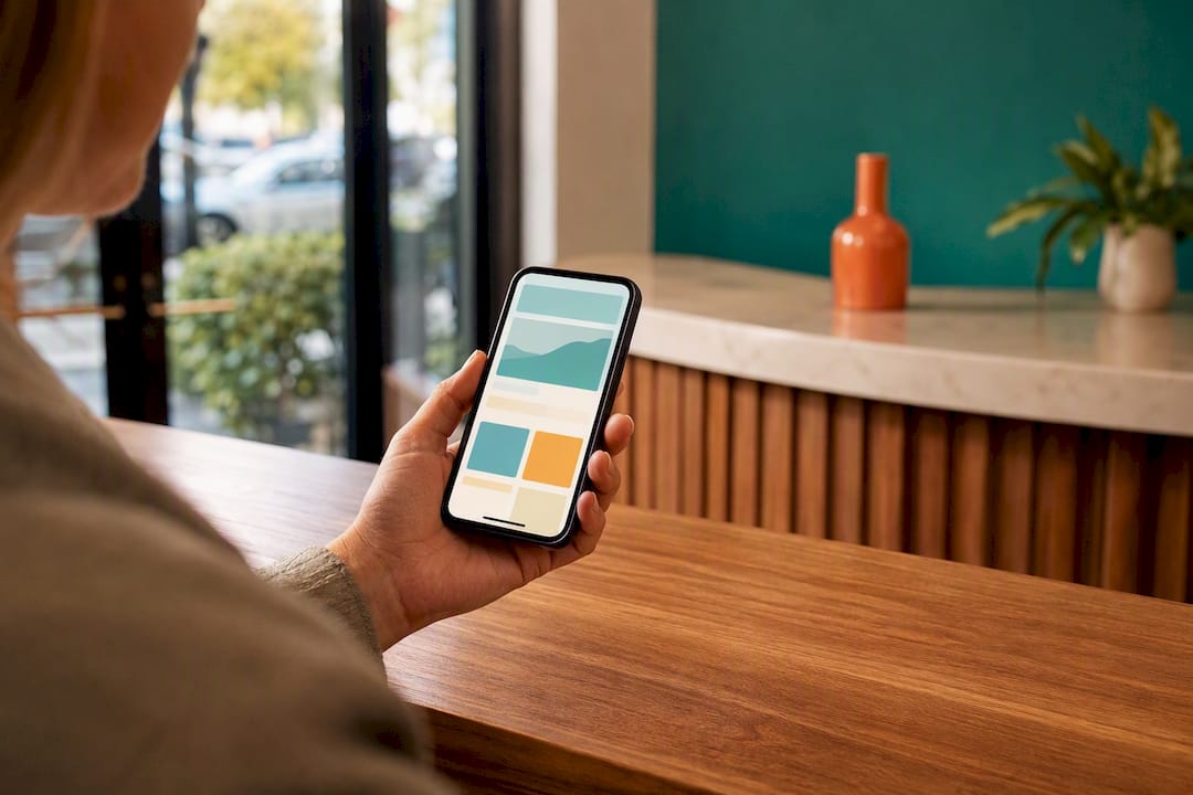 Customer viewing local business profile on phone
