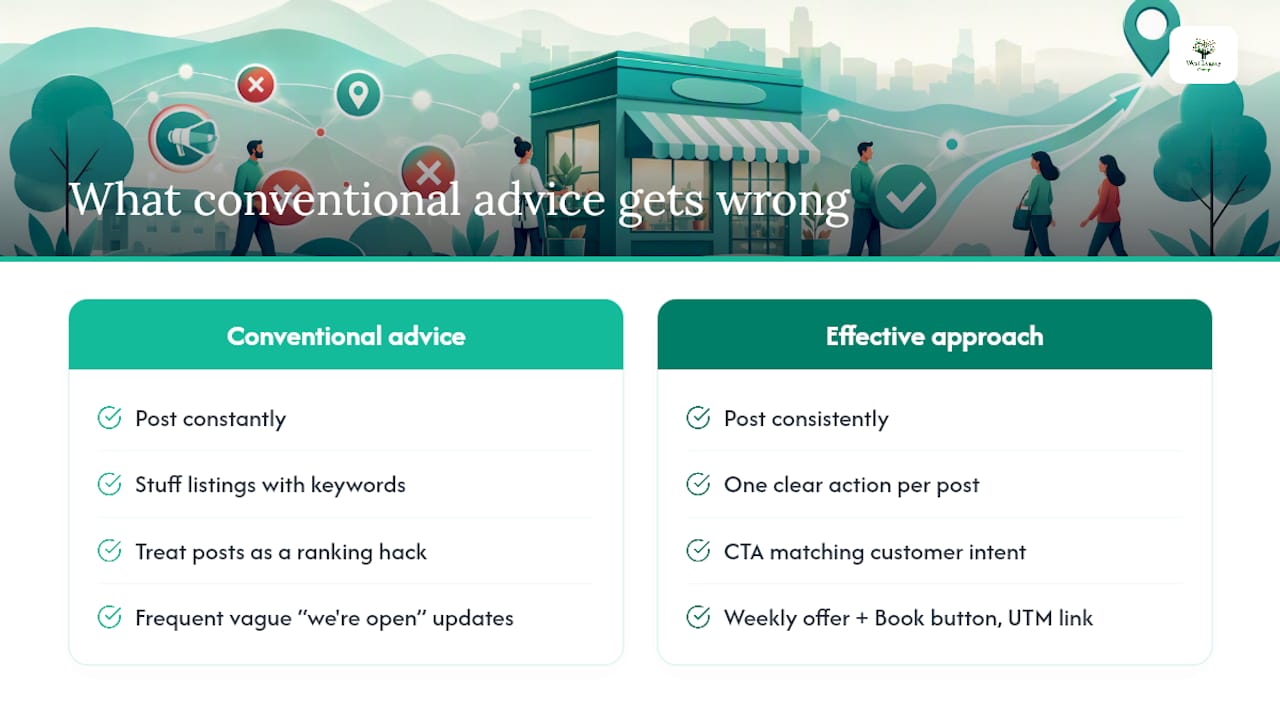 What the conventional advice on Google posts gets wrong — overview diagram