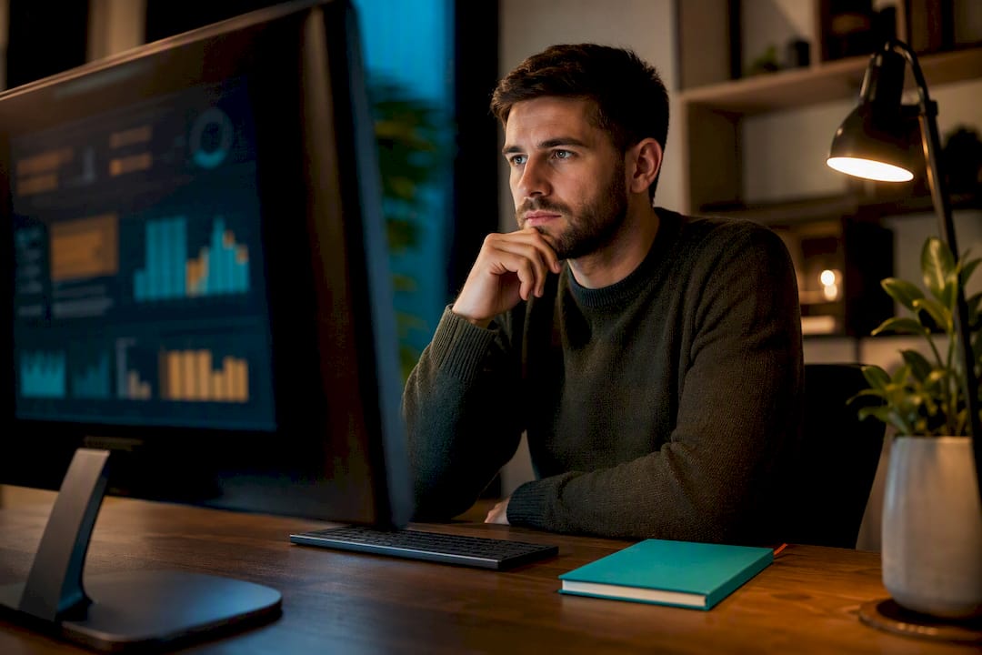 SEO strategist reviewing campaign analytics dashboard