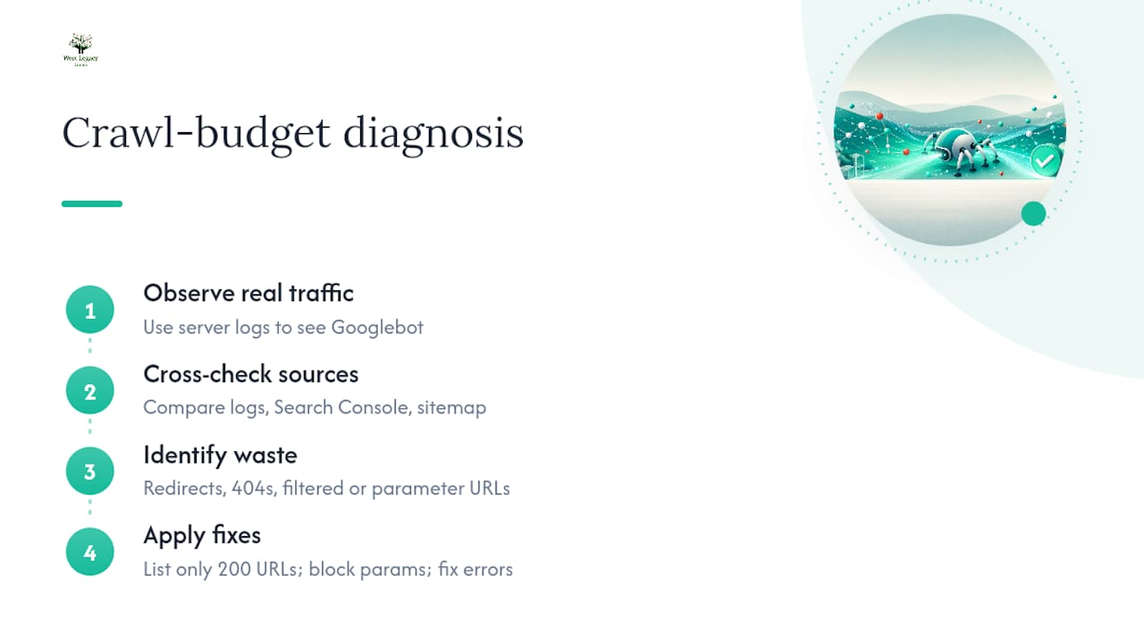 Why crawl budget and server logs matter more than you think — overview diagram