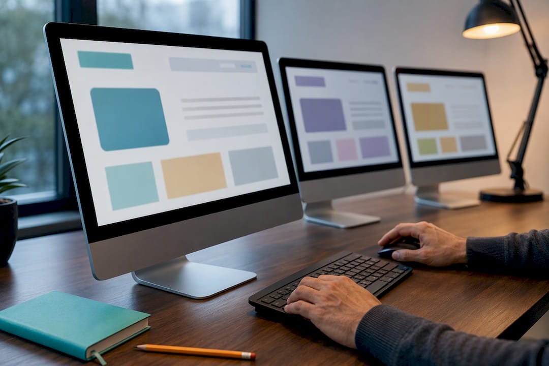Website templates being checked during SEO redesign