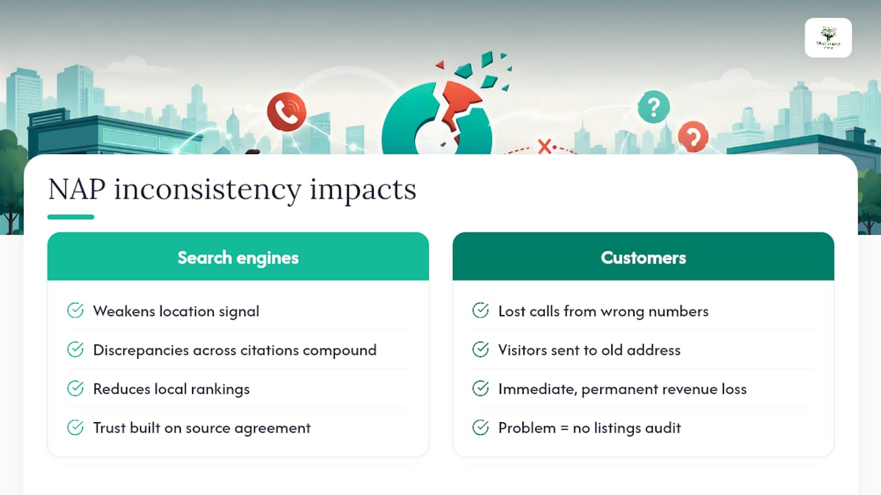 Why NAP consistency matters for local SEO and customer trust — overview diagram