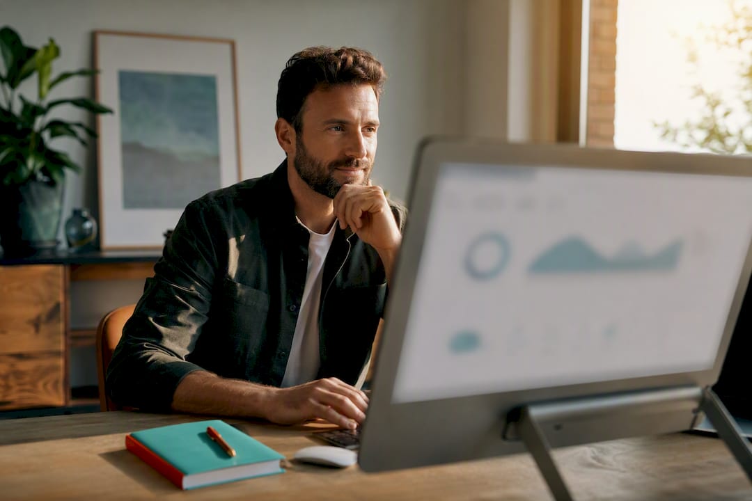 Owner reviewing small business SEO performance
