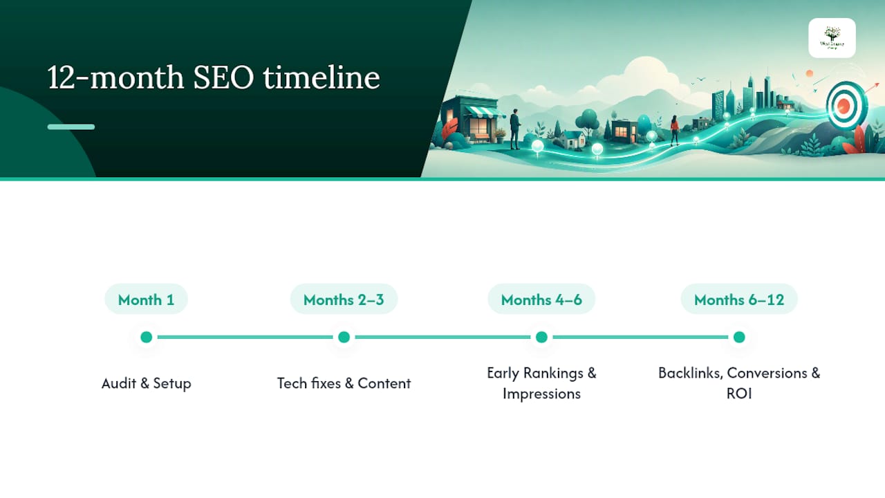 SEO timeline from audit to measurable ROI