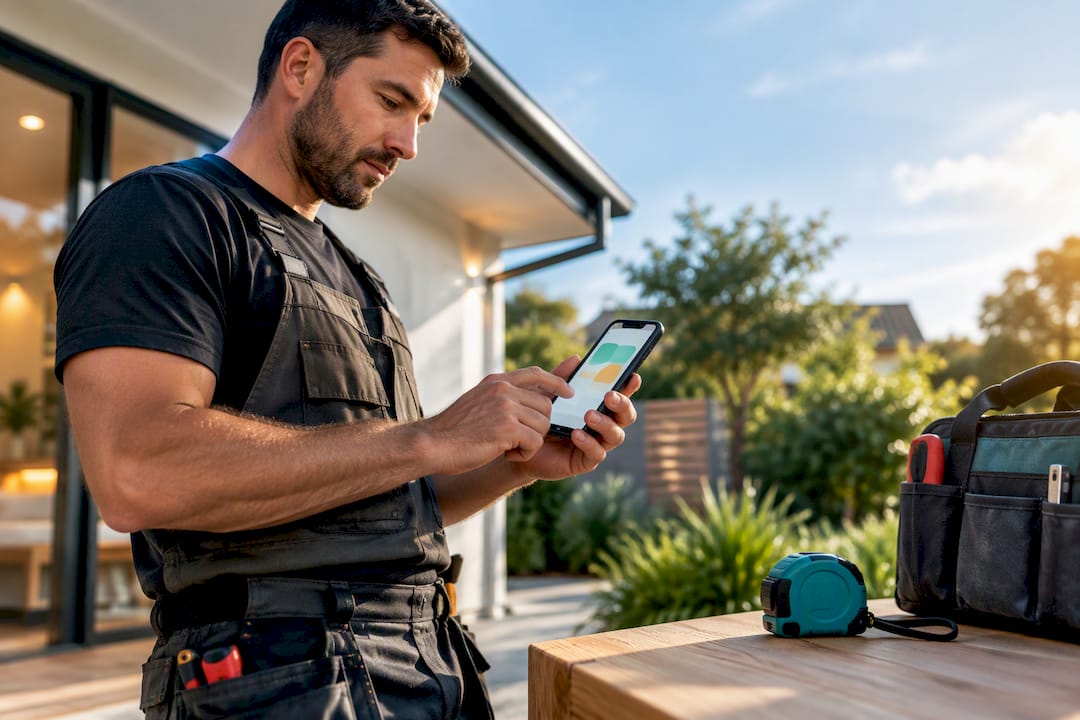 1790152685596_Tradie-checking-a-mobile-website-contact-screen Tradie checking a mobile website contact screen