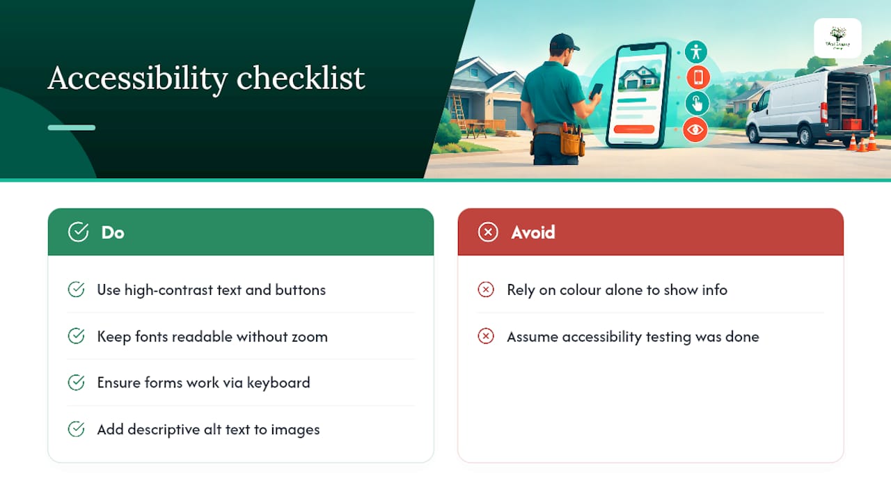 Five practical accessibility checks for tradie websites